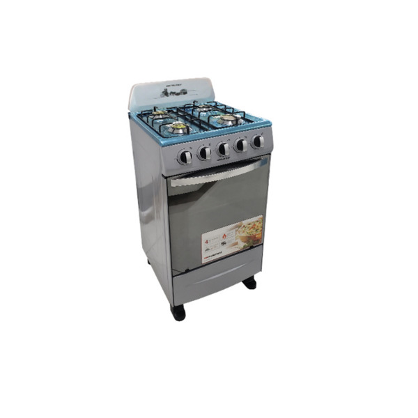 cosina a gas 4 hornillas horno color plateado para cuba